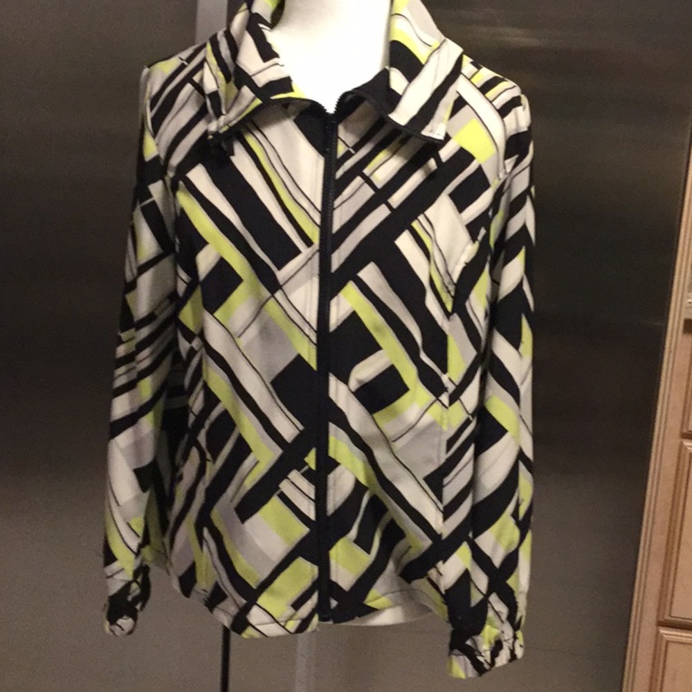 Chico’s Zenergy multi-color long-sleeve jacket.